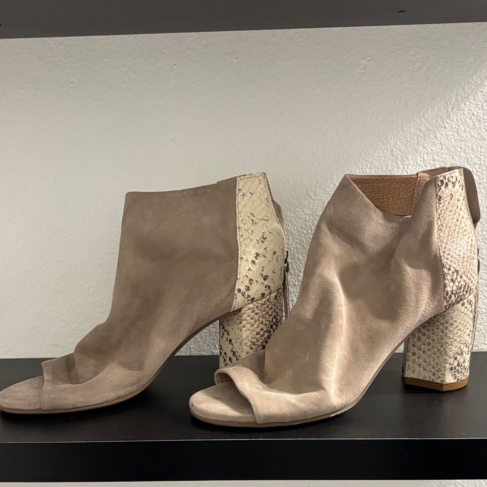 Seychelles Taupe and Snakeskin Ankle Booties